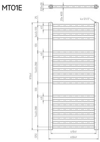 Mereo Mereo, Vykurovací rebrík rovný, 450x970 mm, 400 W, biely, elektrický, MER-MT01E