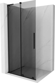 Mexen Velar L, posuvná sprchová zástena Walk-in 90 x 200 cm, 8mm šedé sklo, čierna matná, 871-090-003-43-70