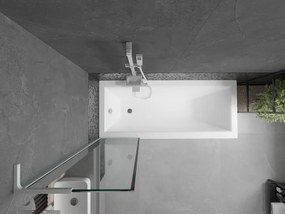 Mexen Next L, 1-krídlová vaňová zástena 50 x 150 cm, 6mm číre sklo-čierny vzor, biely profil, 895-050-000-03-70-20