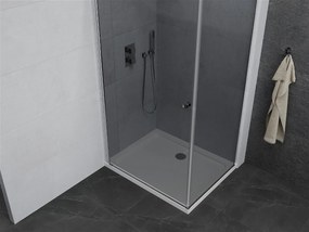Mexen Pretoria, sprchovací kút 100 (dvere) x 110 (stena) cm, 6mm šedé sklo, chrómový profil + biela sprchová vanička, 852-100-110-01-40-4010