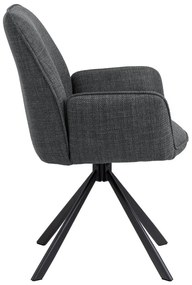 Tmavosivé čalúnené jedálenské kreslá v súprave s podrúčkami 2 ks Glenda – Actona