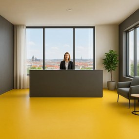 Lentex, PVC podlaha - lino Flexar PUR 603-07 žltá, na mieru, šíře 2m,4m, žltá, bez podkladu, kancelária