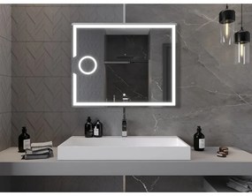 Mexen Onyx, LED kúpeľňové zrkadlo s podsvietením a kozmetickým zrkadielkom 100x80 cm, 6000K, ochrana proti zahmlievaniu, 9813-100-080-611-00