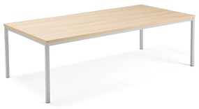 Rokovací stôl QBUS, 2400x1200 mm, 4 nohy, strieborná / dub