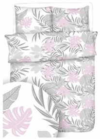 Obliečky krepové Tropic ružový TiaHome - 1x Vankúš 90x70cm, 1x Paplón 140x200cm