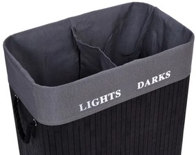 Kôš na bielizeň 2 priehradkový 100 l bambusový čierny