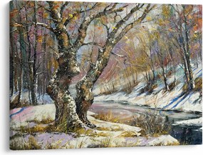 Obraz maľovanej zimnej krajiny (70x50 cm)