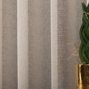 Prírodná béžová záclona PETRA v prirodzenom vzhľade ukončená olovkom  - šité na mieru