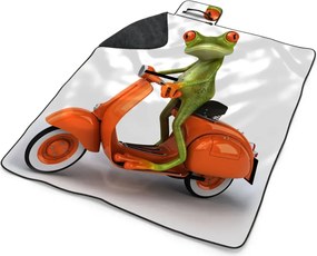 Sablio Plážová deka Žaba na motorke: 200x140 cm
