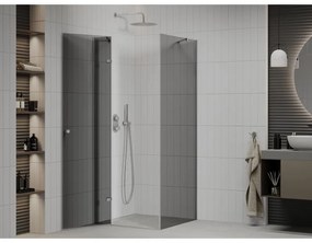 Mexen Roma, sprchovací kút 90 (dvere) x 90 (stena) cm, 6mm šedé sklo, chrómový profil, 854-090-090-01-40