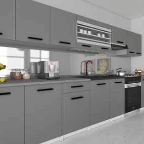 Kuchynský nábytok 320 cm sivá antracit grafit s pracovnou doskou  TOR PRIMO320/4/WT/SR/0/B1