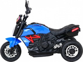 Ramiz Rýchla turistická motorka na batérie pre deti Modrá + Audio + Svetlá + Eko koža