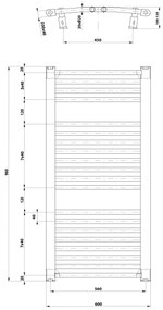 Aqualine Aqualine, ORBIT vykurovacie teleso s bočným pripojením 600x960 mm, biela, ILO96T