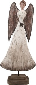 Drevená dekorácia anjel s hviezdičkou Angel Brocante - 19*6*42 cm