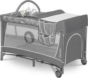 Lionelo - Cestovná postieľka FLOWER Grey Stone