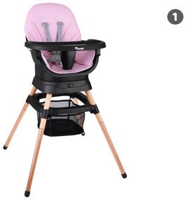 Jokomisiada Viacúčelová otočná stolička na kŕmenie 6v1 pre deti –ZA5659 ružová
