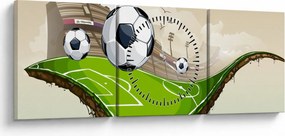 Obraz - Futbalové ihrisko (s hodinami) (90x30 cm)