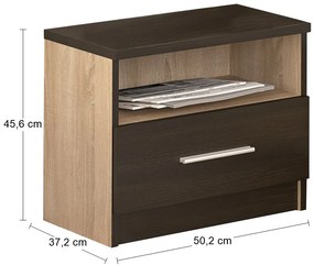 Nočný stolík (2 ks) Verify N - dub sonoma / wenge