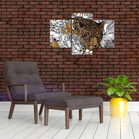 Obraz - Leopard medzi kvetmi (90x60 cm)