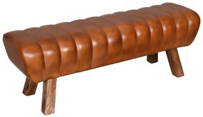 Hnedá kožená lavica v podobe gymnastickej Cognac - 128*38*47 cm