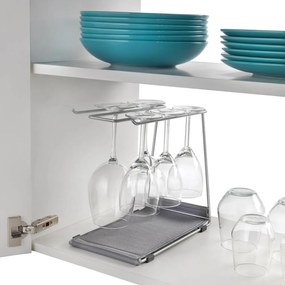 Oceľový držiak na poháre na víno v striebornej farbe Calix – Metaltex