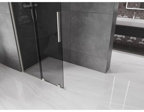 Mexen Velar, sprchová zástena s posuvnými dverami Walk-in 75 x 200 cm, 8mm šedé sklo, brúsená oceľ, 871-075-000-43-97