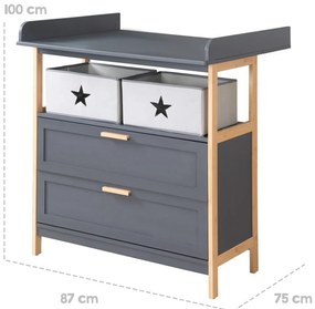 Antracitová nízka detská komoda 87x75 cm Berlin – Roba