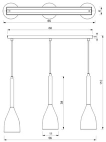 Luster na lanku MUZA 3xE27/60W/230V