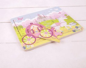 Bigjigs Toys Drevené puzzle princezná s kočiarom