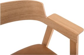 Hnedá/v prírodnej farbe kožená jedálenská stolička s podrúčkami Flip – Gazzda