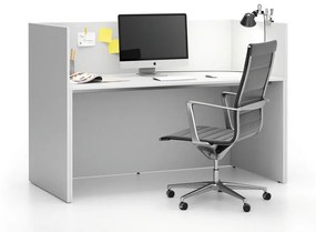 Kancelárska zostava single s paravánom SEGMENT, rovná, biela/biela