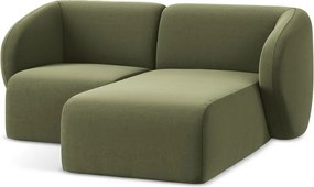 Zelená zamatová rohová pohovka (pravý roh/s leňoškou) Lani – Makamii