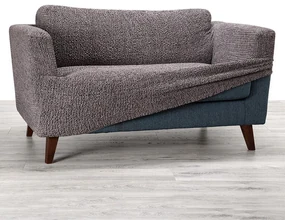 Bielastické poťahy VITTORIA šedá trojkreslo s drevenými rúčkami (š. 150 - 200 cm)