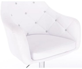 LuxuryForm DESIGN Kreslo ROMA na striebornej podstave s kolieskami - biele