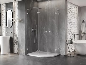 Mexen Lunar, L polkruhový sprchový kút naklápací doľava 100 x 90 cm, 8mm číre sklo, chrómový profil, 833L-100L-090P-01-00