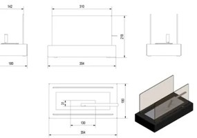 Kratki GALINA/TUV - BIO krb GALINA 21,8x35,4 cm 1kW čierna