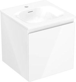 Mexen Orio, kúpeľňová skrinka 45 cm s umývadlom Vela, 1 zásuvka, biela lesklá, 91A10-04547-1-BF00-W23M00
