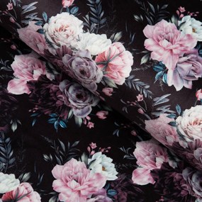 Biante Zamatový štvorcový obrus Tamara TMR-011 Kvetiny na čiernom 100x100 cm