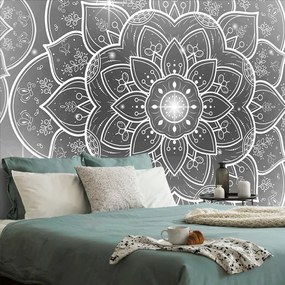 Samolepiaca tapeta čiernobiela orientálna Mandala - 225x150