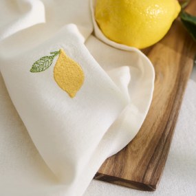 Ib Laursen Bavlnená utierka Lemon Embroidered