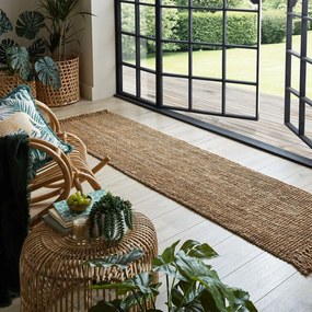 Ručne tkaný jutový behúň v prírodnej farbe 60x150 cm Jute Boucle – Flair Rugs
