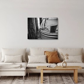 Sklenený obraz - Priviazaná loď (70x50 cm)