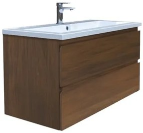 Kúpeľňová skrinka s umývadlom SAT B-Way 99x50x45 cm matný orech BWAY2100NUTU, 1 ks