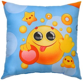 Dekoračný vankúšik z mikrovlákna EMOJI modrý 45 x 45 cm
