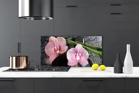 Sklenený obklad Do kuchyne Kvety orchidea kamene zen 120x60 cm