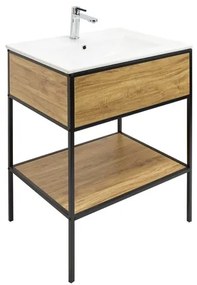 Kúpeľňová skrinka na zápustné umyvadlo M6046 Naturel Blackframe 60x83x46 cm v dekore javor lesk BFRAMEUMZ, 1 ks