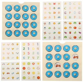 KIK Drevená pamäťová stolová puzzle hra pre deti - 4 obojstranné karty, rozvoj pamäti