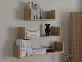 Súprava dubových nástenných políc MOBI hnedá