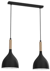 Luster na lanku NOAK WOOD 2xE27/15W/230V čierna/buk