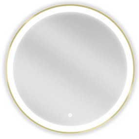 Mexen Esso, okrúhle LED podsvietené kúpeľňové zrkadlo 70 cm, 6000K, vykurovacia podložka proti zahmlievaniu, zlatý rám, 9825-070-070-611-50